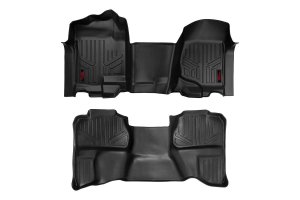 Chevrolet Silverado 2500 HD Floor Mats - Front + Rear - Rough Country - OV Hump | Ext Cb - '07-'14